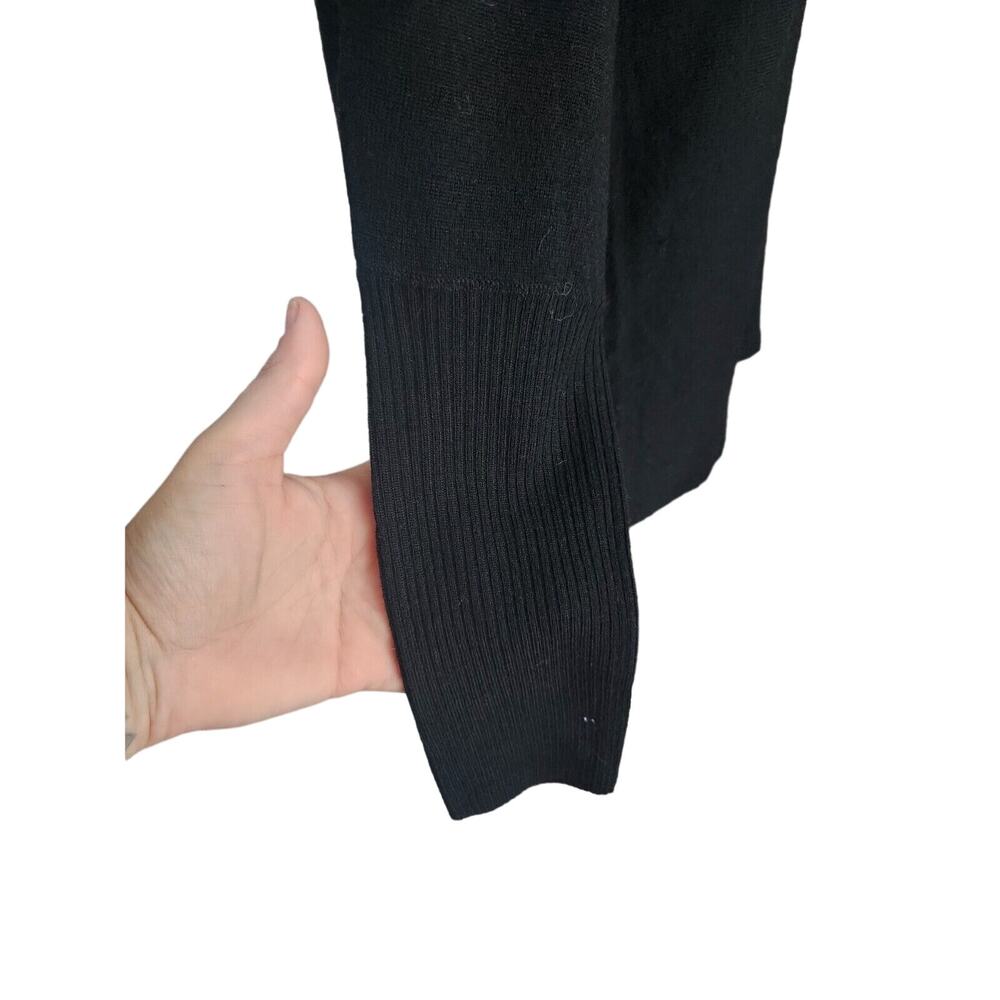 MAX STUDIO Pullover Sweater Womens M 100% Extra Fine Merino Wool Knit Top Black - Picture 4 of 8